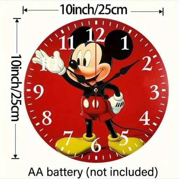 Mickey Mouse Wall Clock Red Yellow Analog Quartz Round Wall Decor 10” NEW - Picture 6 of 16